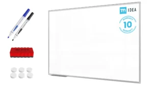Lavagna magnetica bianca 150x100 cm con cornice in alluminio + set di accessori - TM IDEA® serie Flex