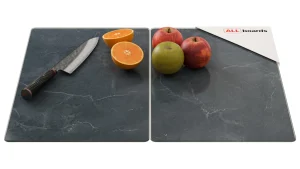 Tagliere in Vetro Universale MARMO ANTRACITE 2 Pezzi, 52x30 cm