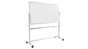 OUTLET Lavagna magnetica cancellabile a secco mobile a due lati e supporto orientabile su rotelle 150x100 cm