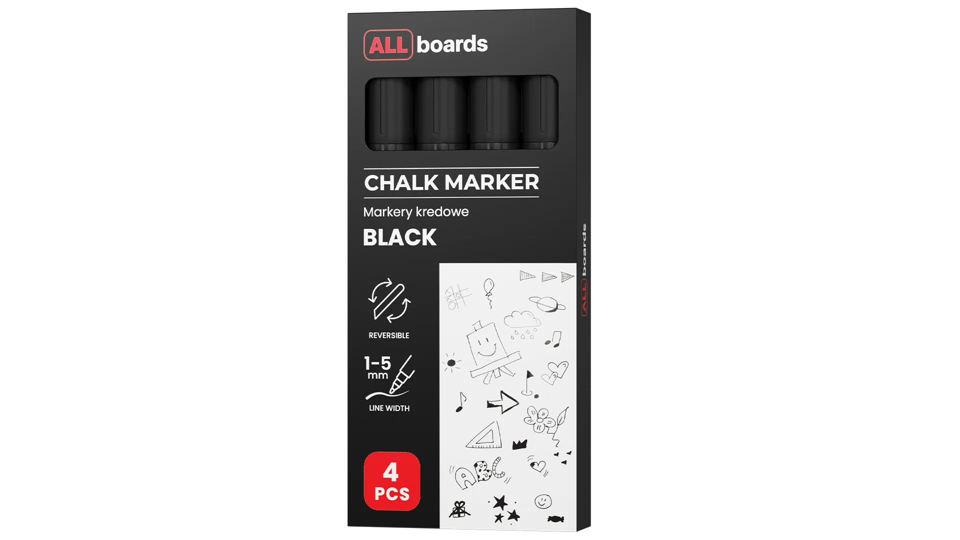 Set pennarelli a gesso liquido ALLboards - 4 pezzi - nero - immagine 10