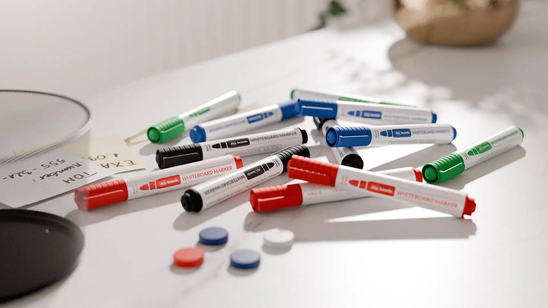 Set pennarelli cancellabili a secco ALLboards - 4 colori: Nero, Verde, Blu, Rosso - immagine 7