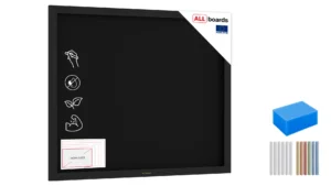 Lavagna Nera da Gesso con Cornice Nera in Legno 100x80cm, Scrivibile con Gessetti e Pennarelli a Gesso, Per Bar, Ristoranti, Menu
