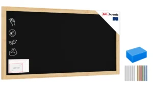 Lavagna nera con cornice in legno naturale 100x80 cm