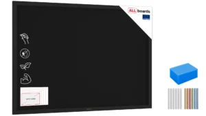 Lavagna Nera da Gesso con Cornice Nera in Legno 150x100cm, Scrivibile con Gessetti e Pennarelli a Gesso, Per Bar, Ristoranti, Menu