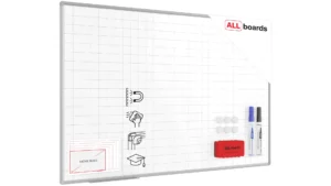 Lavagna magnetica cancellabile a quadretti 150x100 + set di accessori