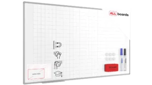 Lavagna magnetica cancellabile a quadretti 170x100 + set di accessori