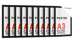 10x Cornice a scatto A3 nera con profilo a scatto