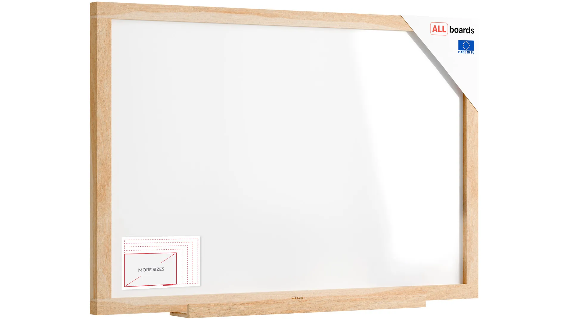 Lavagna magnetica cancellabile 90x60 cm con cornice in faggio ALLboards DESIGN