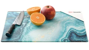 Tagliere in vetro ORO E AZZURRO 30×40 cm tagliere piano in vetro per cucina protettivo