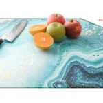 Tagliere in vetro universale ORO E AZZURRO 60x52cm