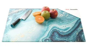 Tagliere in vetro universale ORO E AZZURRO 60x52cm