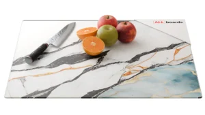 Tagliere in vetro universale MARMO, AZZURRO E ORO 60x52cm