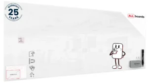 Lavagna in vetro magnetica 300x120 cm Premium SUPERWHITE + GRATIS