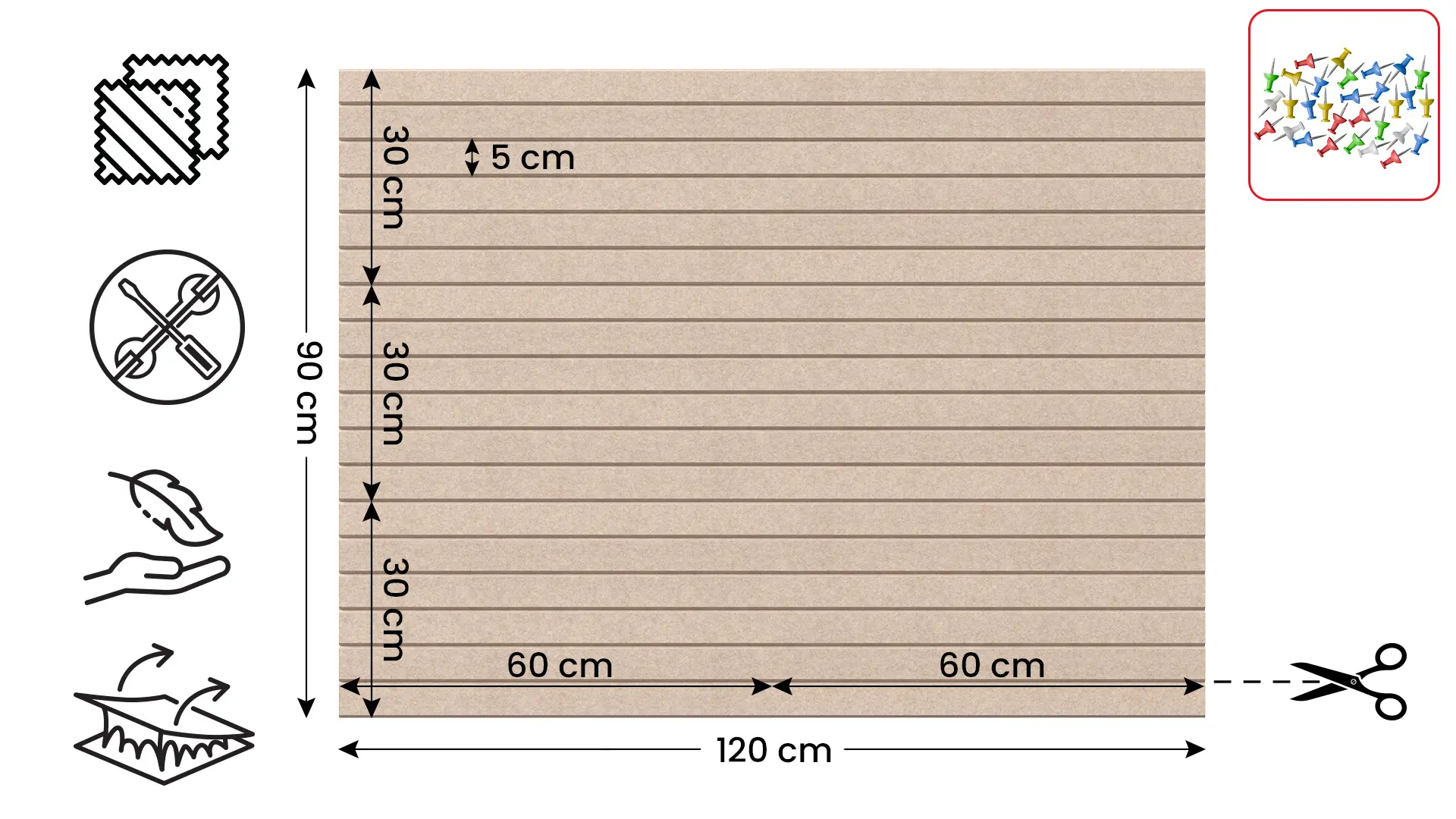 Pannelli in feltro a parete 120x90 cm sabbia - immagine 2