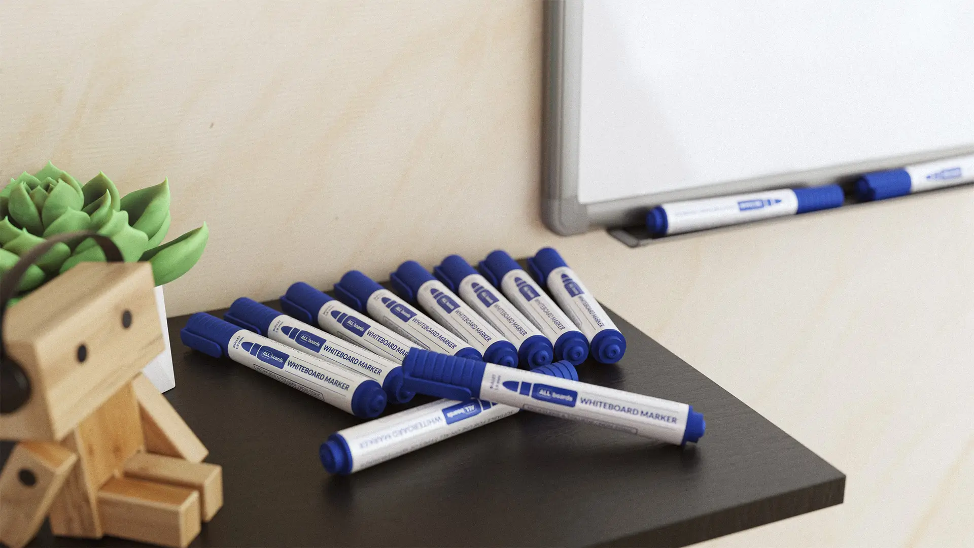 Set pennarelli per lavagne bianche cancellabili ALLboards - blu - 12 pezzi - immagine 8