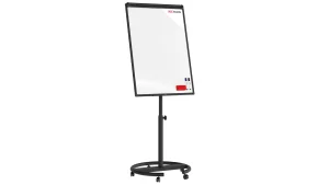 Flipchart magnetico cancellabile a secco su ruote 100x70 cm nero + ACCESSORI