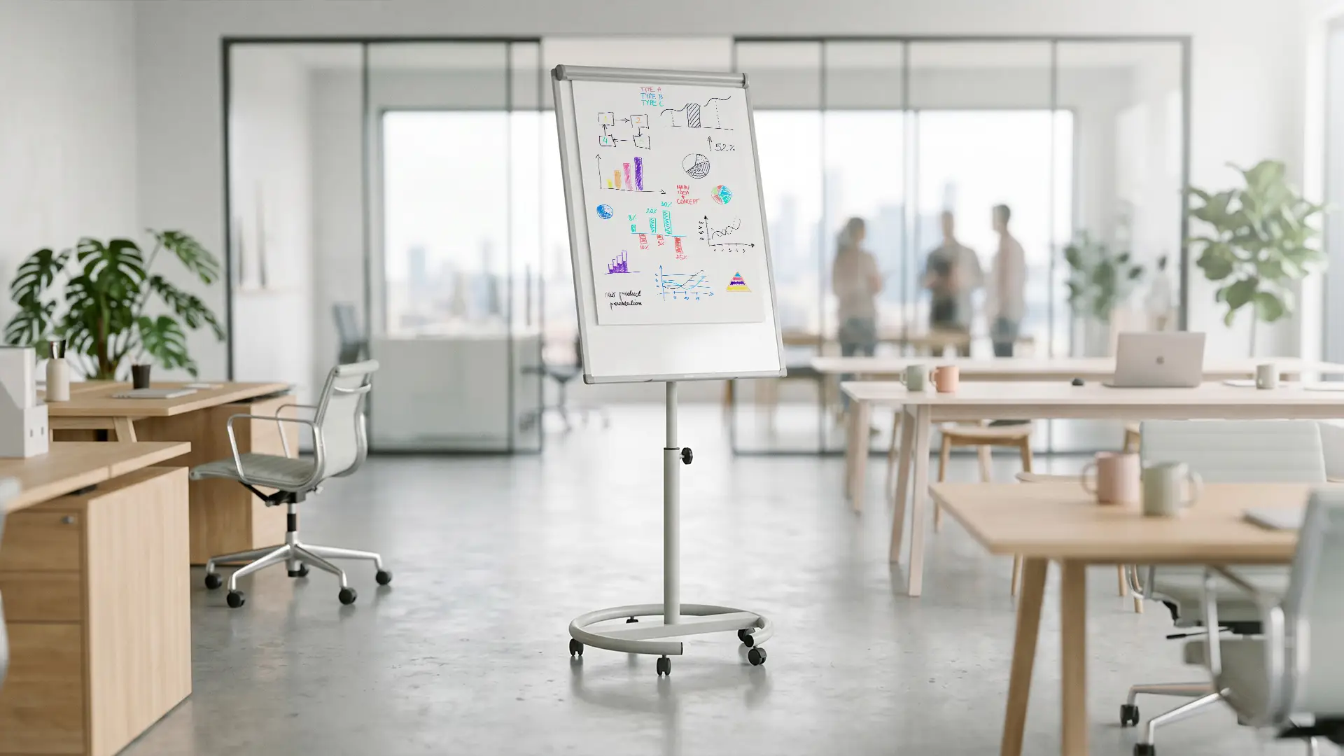 Flipchart magnetico cancellabile a secco su ruote 100x70 cm argento + ACCESSORI - immagine 4
