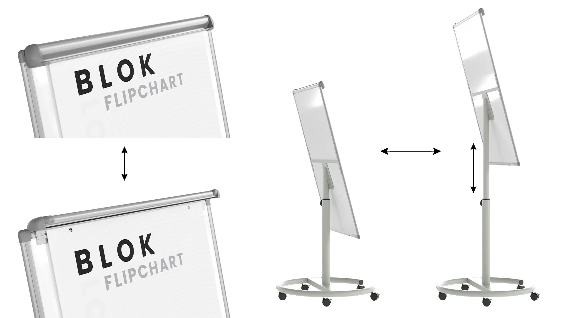 Flipchart magnetico cancellabile a secco su ruote 100x70 cm argento + ACCESSORI - immagine 5