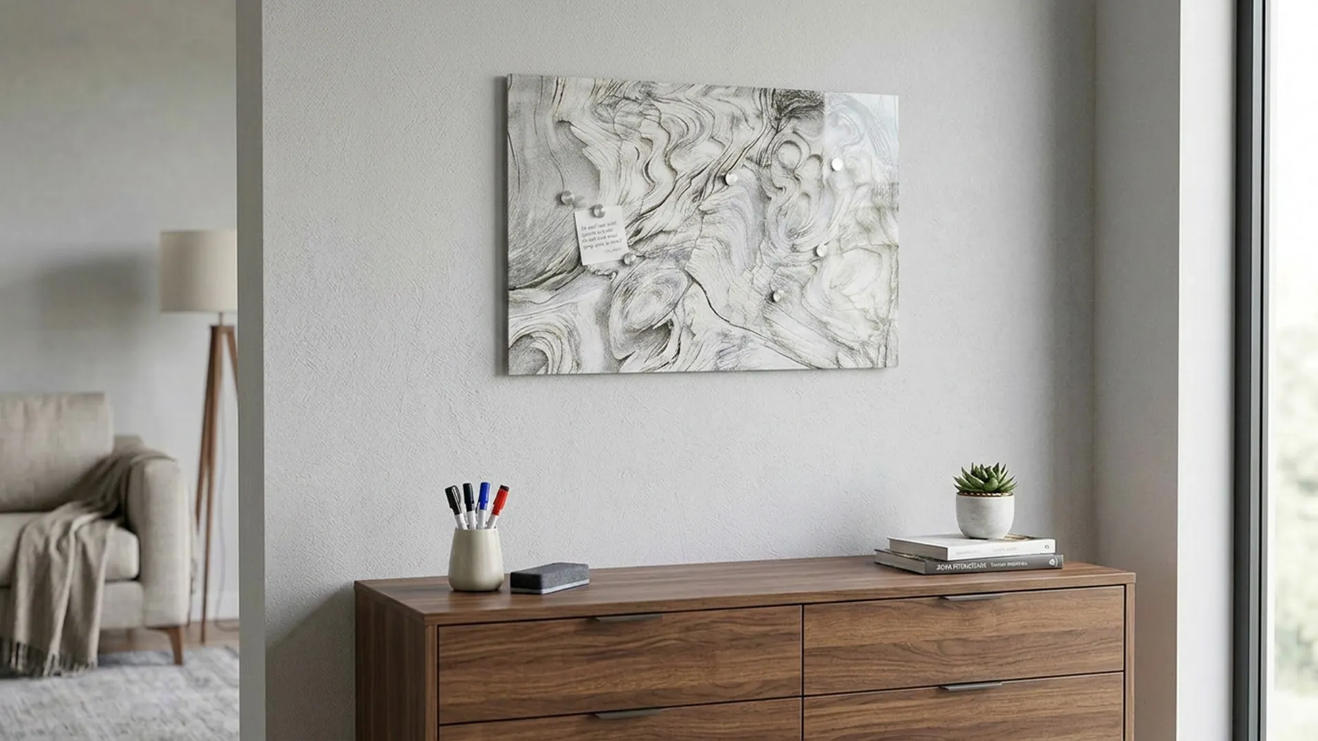 Lavagna per calamite METALboards, legno pietrificato 60x40 cm + accessori GRATIS - immagine 4