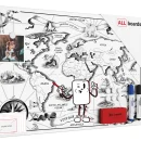 Lavagna per calamite METALboards, mappamondo retrò 60x40 cm + accessori GRATIS
