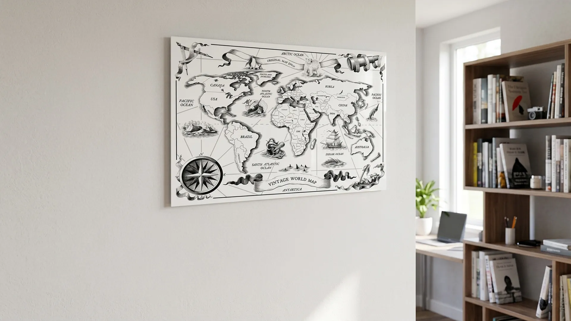 Lavagna per calamite METALboards, mappamondo retrò 60x40 cm + accessori GRATIS - immagine 3