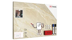 Lavagna per calamite METALboards, marmo beige 60x40 cm + accessori GRATIS