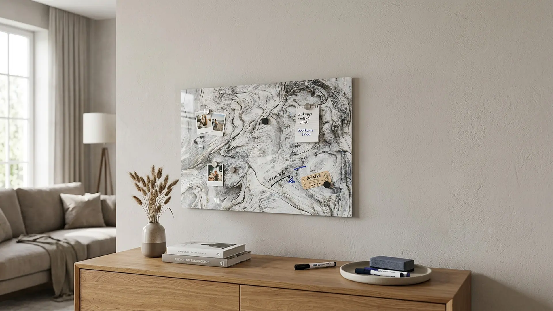 Lavagna per calamite METALboards, legno pietrificato 90x60 cm + accessori GRATIS - immagine 4