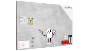 Lavagna per calamite METALboards, cemento II 90x60 cm + accessori GRATIS