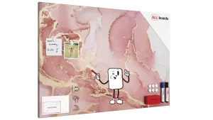 Lavagna per calamite METALboards, marmo rosa 90x60 cm + accessori GRATIS