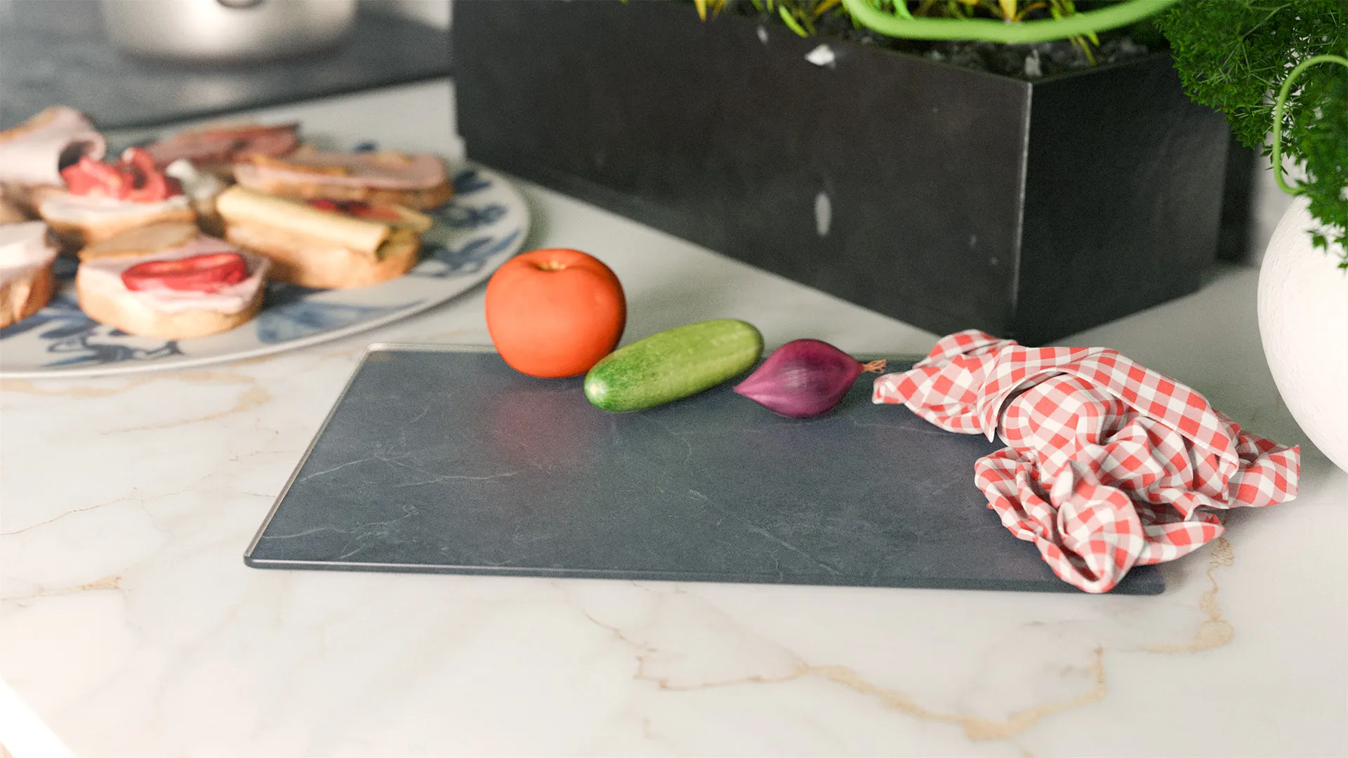 Tagliere in vetro ANTRACITE MARMO 30×20 cm - immagine 3