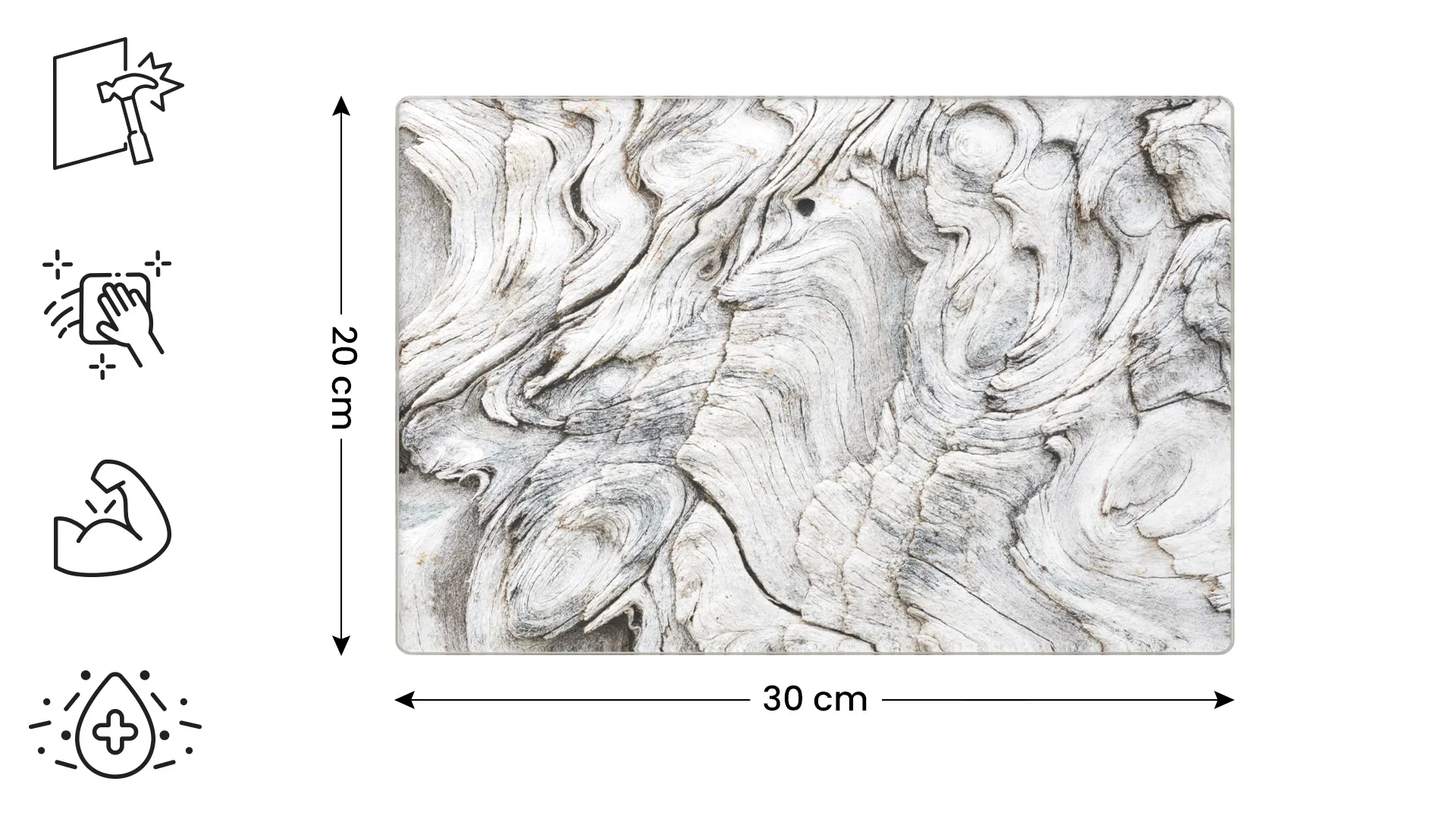 Tagliere in vetro LEGNO FOSSILIZZATO 30×20 cm - immagine 2