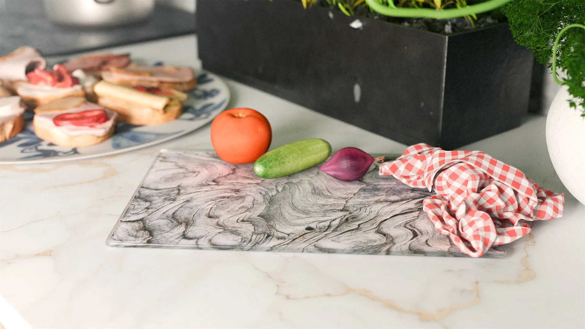 Tagliere in vetro LEGNO FOSSILIZZATO 30×20 cm - immagine 3