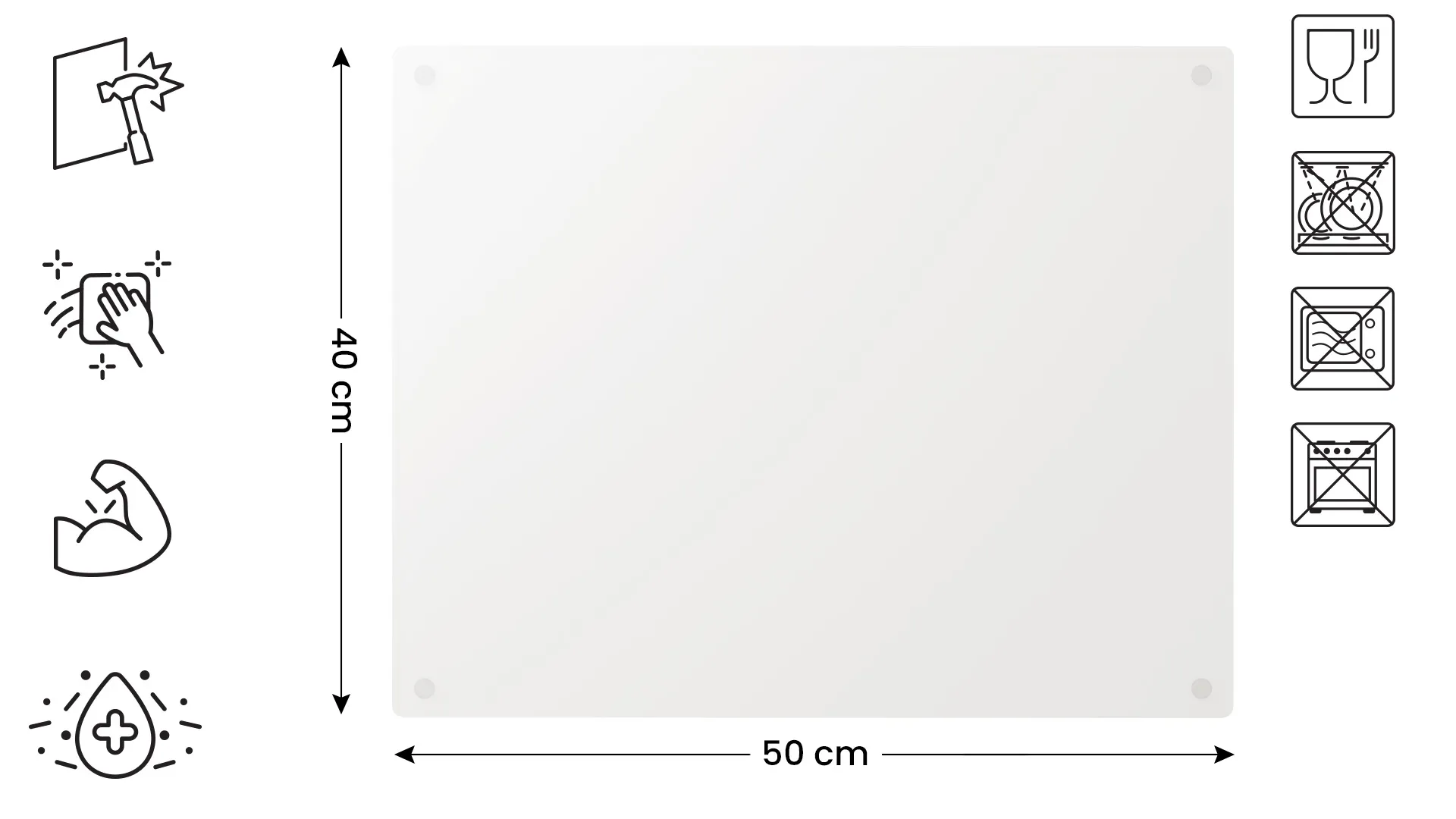 Tagliere in vetro TRASPARENTE 50×40 cm - immagine 2