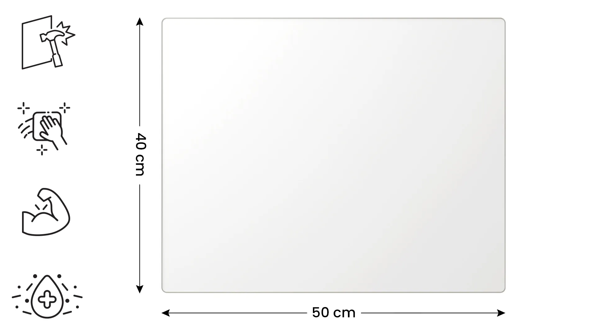 Tagliere in vetro BIANCO 50×40 cm - immagine 2