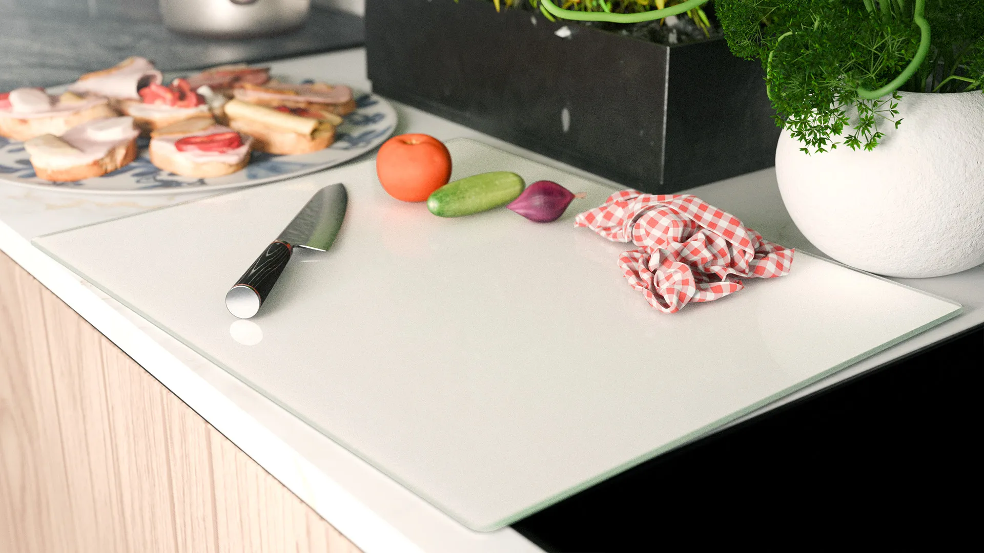 Tagliere in vetro BIANCO 50×40 cm - immagine 3