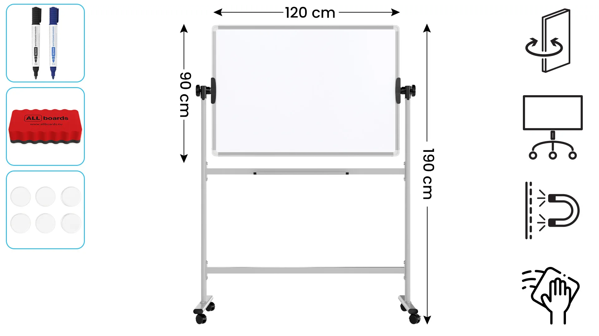 Lavagna mobile TM IDEA® bifacciale girevole magnetica e cancellabile 100x70 cm - serie FLEX - immagine 2