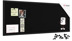 Lavagna in tessuto (feltro) 100x40 cm nero cornice in legno nero