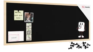 Lavagna in tessuto (feltro) 100x40 cm nero cornice in legno laccato