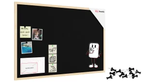 Lavagna in tessuto (feltro) 90x60 cm nero cornice in legno laccato
