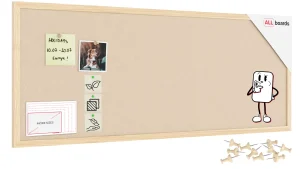 Lavagna in tessuto (feltro) 100x40 cm color cammello cornice in legno laccato