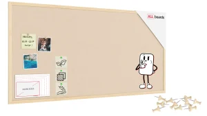 Lavagna in tessuto (feltro) 120x60 cm color cammello cornice in legno laccato