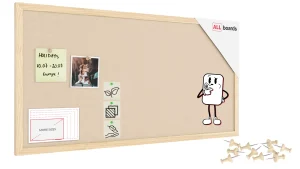 Lavagna in tessuto (feltro) 80x40 cm color cammello cornice in legno laccato