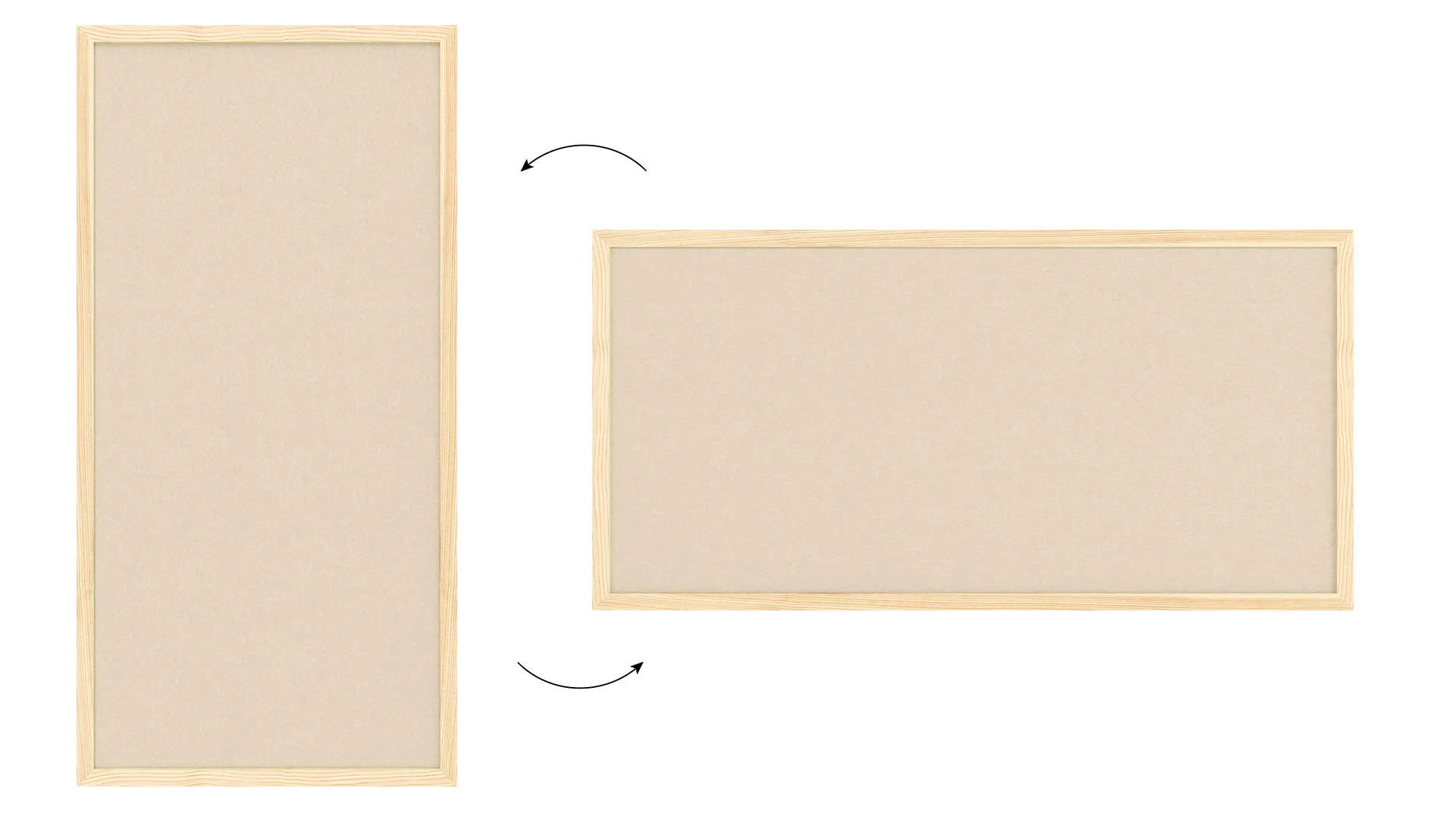 Lavagna in tessuto (feltro) 80x40 cm color cammello cornice in legno laccato - immagine 7