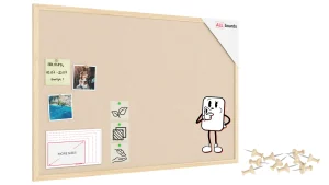 Lavagna in tessuto (feltro) 90x60 cm color cammello cornice in legno laccato
