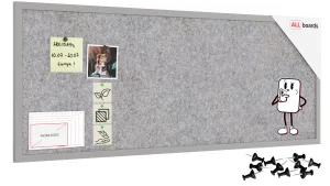 Lavagna in tessuto (feltro) 100x40 cm grigio chiaro cornice in legno grigio chiaro