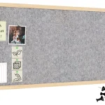 Lavagna in tessuto (feltro) 100x40 cm grigio chiaro cornice in legno laccato