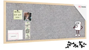 Lavagna in tessuto (feltro) 100x40 cm grigio chiaro cornice in legno laccato