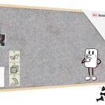 Lavagna in tessuto (feltro) 120×60 cm grigio chiaro cornice in legno laccato