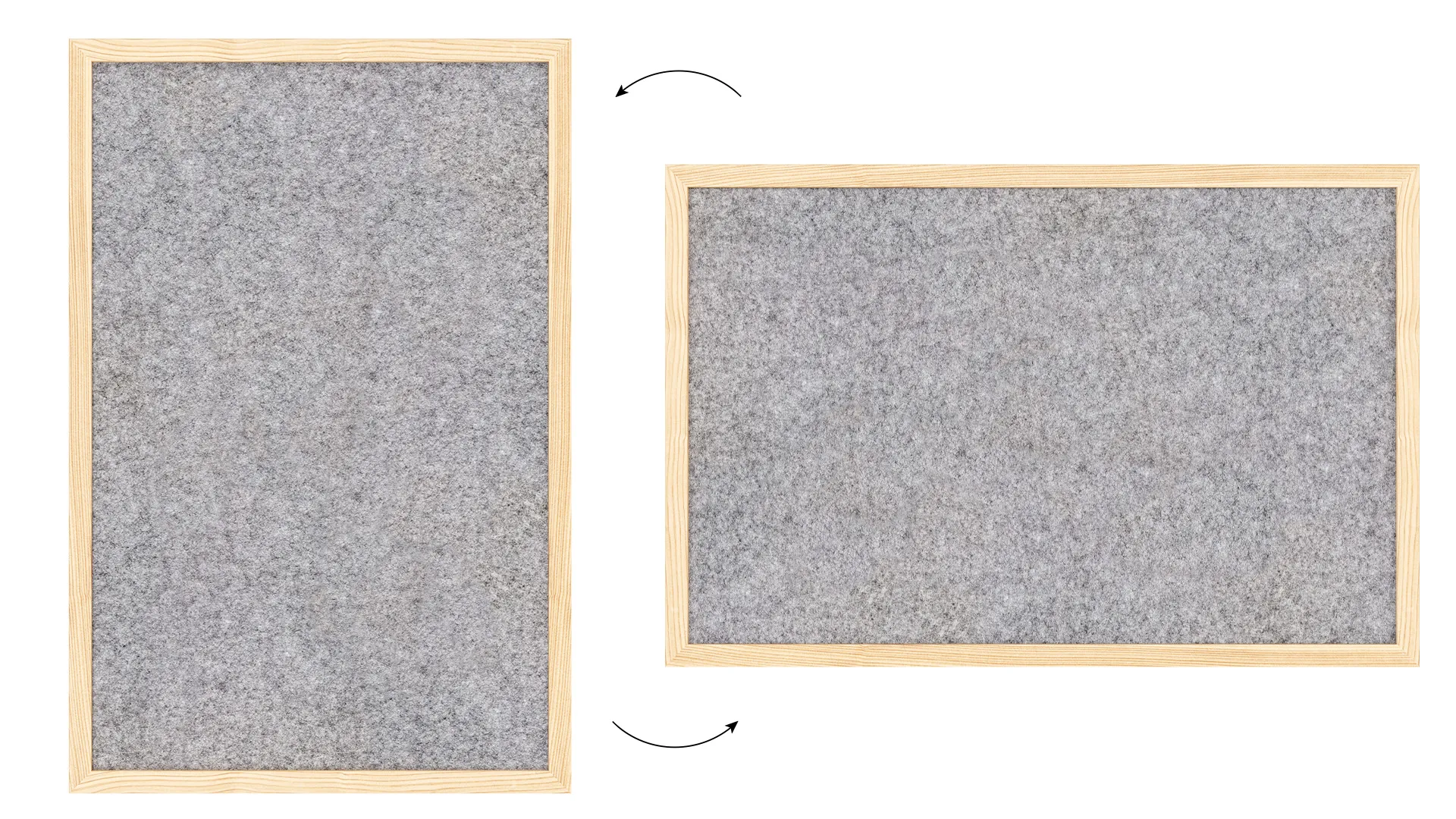 Lavagna in tessuto (feltro) 60×40 cm grigio chiaro cornice in legno laccato - immagine 7