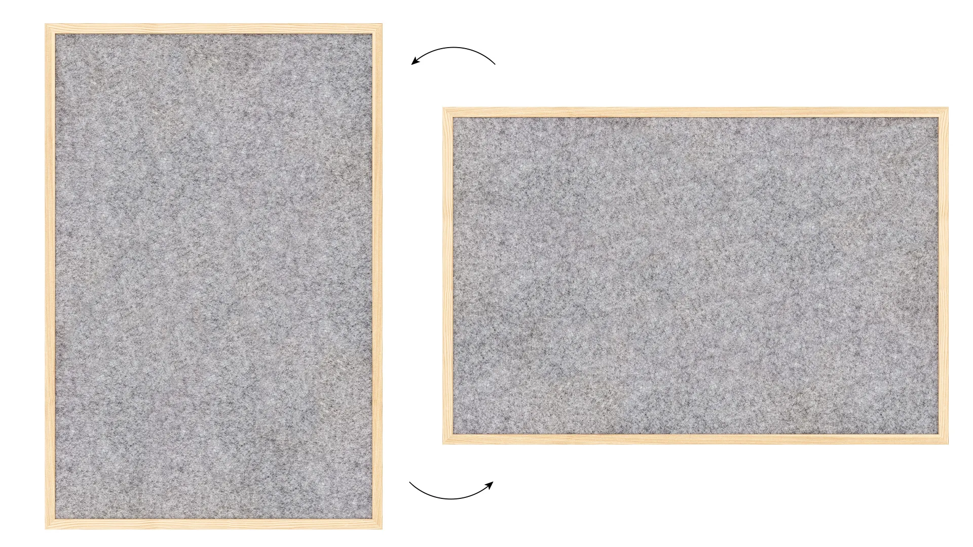Lavagna in tessuto (feltro) 90×60 cm grigio chiaro cornice in legno laccato - immagine 7